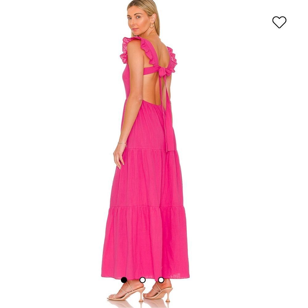 REVOLVE Pink Ruffle Tie-Back Midi Dress